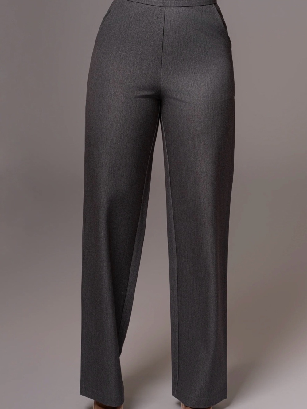 JLUXLABEL Classic High-Waist Wide-Leg Pants in Charcoal Gray